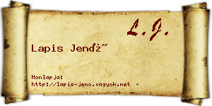 Lapis Jenő névjegykártya